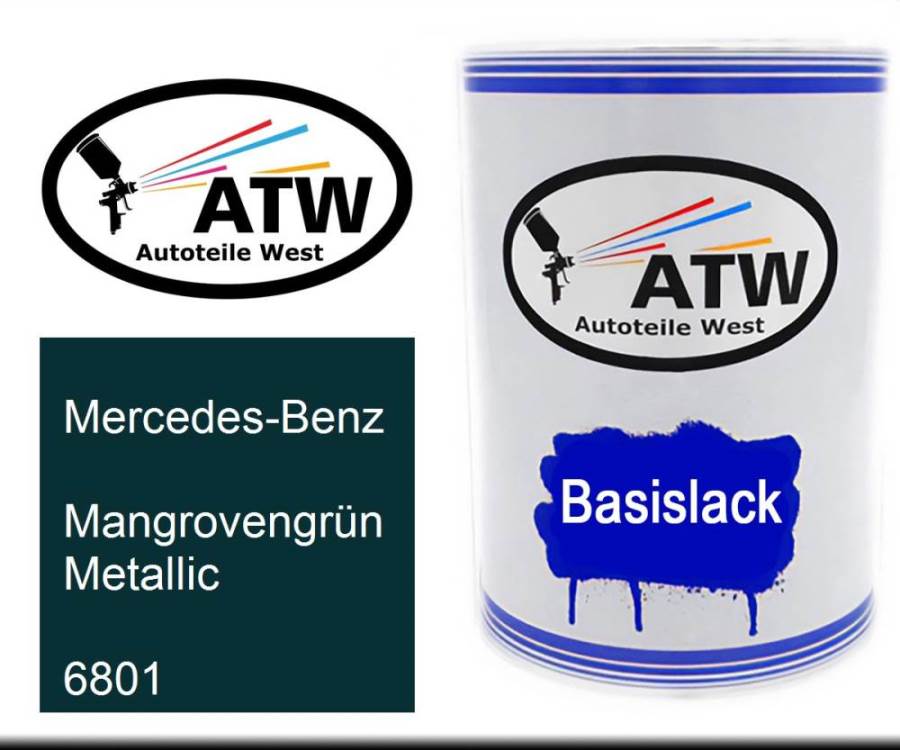 Mercedes-Benz, Mangrovengrün Metallic, 6801: 500ml Lackdose, von ATW Autoteile West.